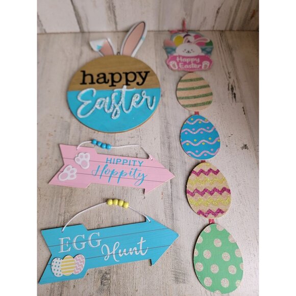 Happy Easter Variety sign set bunny egg hunt rabbit set unique decor - Picture 1 of 8